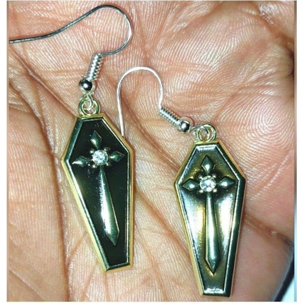 Super cute festive coffin earrings